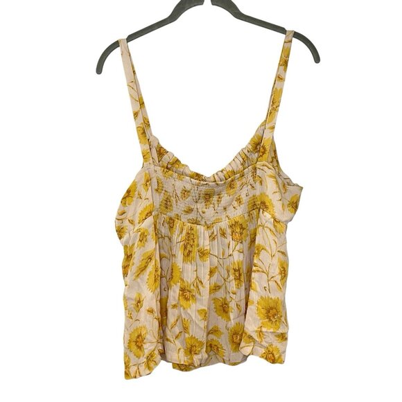 Volcom Stone Of Biscay Cami‎ Smocked Gauzy Floral Yellow Tank Viscose XXL 14 - Picture 2 of 6